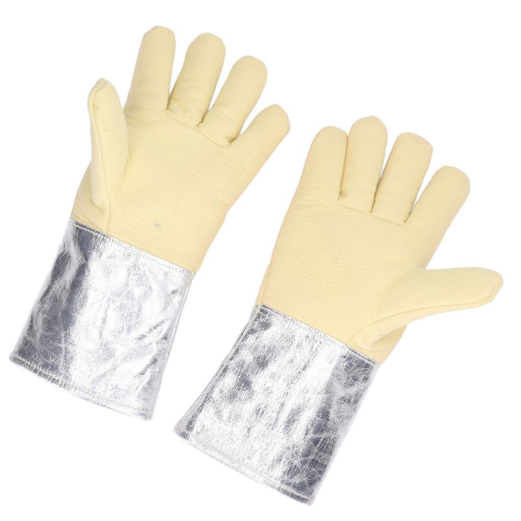 1 Pair Aluminum Foil Gloves High Temp Resistance Heat Insulation Gloves for Industrial Welding Fire Fighting