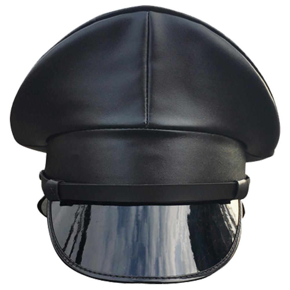 PU Leather Captain Cap Prom Performance Big Brimmed Hat Bar Cosplay Show Hat Personality Beret Cap