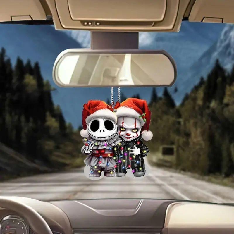 It Halloween Clown Acrylic Flat Surface Car Pendant For Auto Decor Interior