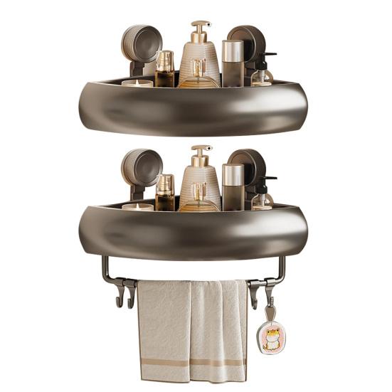 Suction Cup Shower Caddy Rustproof Space Aluminum Corner Shelf with Raised