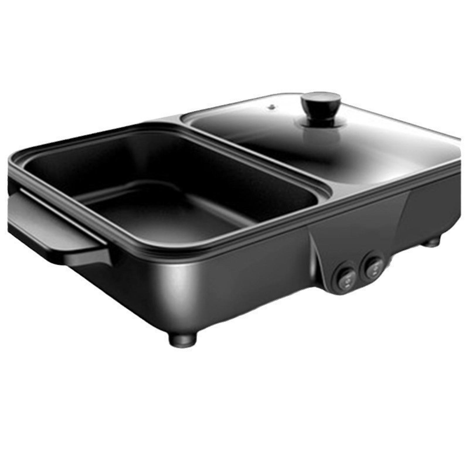 Мини-жаровня, электрический гриль, шабу-шабу, гриль, жарка и варка, небольшой бытовой противень, студенческая кастрюля двойного назначения 220V EU чёрный