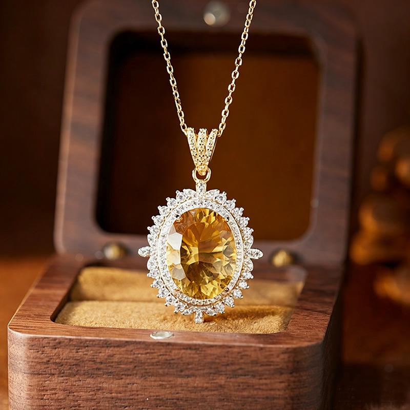 Millennial Cut Amethyst & Citrine Pendant Necklace in S925 Sterling Silver