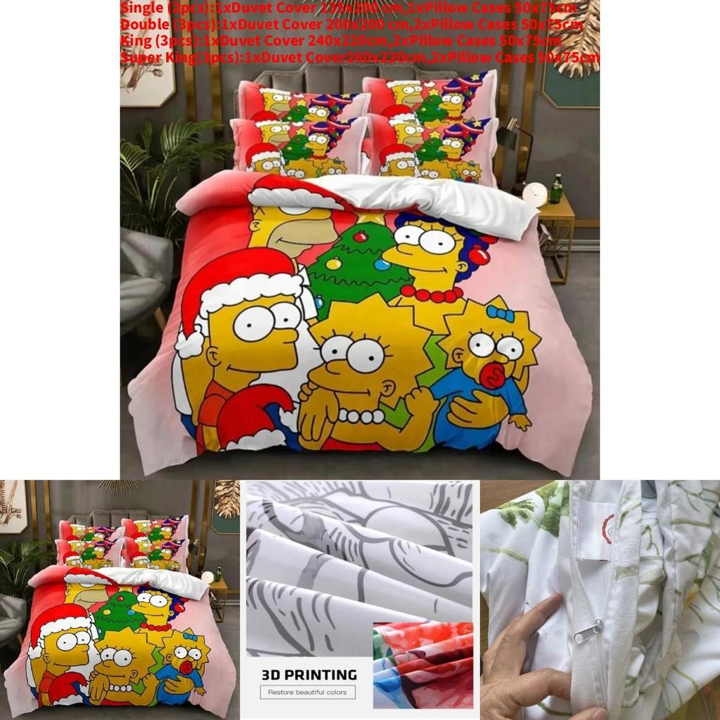 The Simpsons Cartoon Bedding Set With Reactive Dye Printing For Modern Home Decor