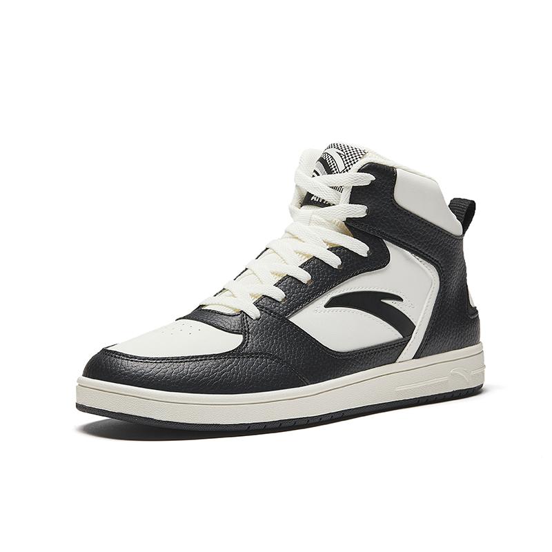 Anta Little Zero Sense Panda Comfortable Versatile Non-Slip Wear-Resistant Lightweight Increased Height Mid-Top Skate Shoes 912448084-4