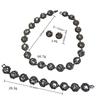 French Light Luxury Diamond-Set Grab Gray Flower Necklace Bracelet Stud Earrings Jewelry Retro Fashion Gray Gemstone Collarbone Chain Ears