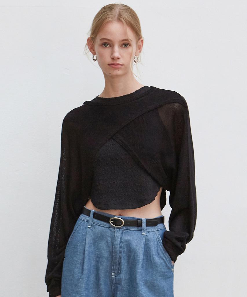 Nigaennikol Nicole Layered Knit Bolero_Black