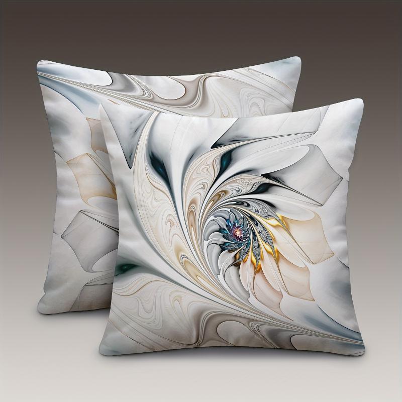 Modern Abstract Art Ink Texture Throw Pillow Covers Machine Washable Zippered Woven Polyester Contemporary Artistic Luxury Decor
