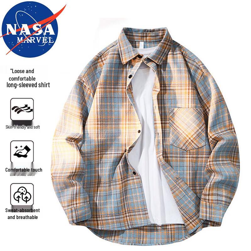 NASA MARVEL Men s Plaid Long Sleeve Shirt 3XL