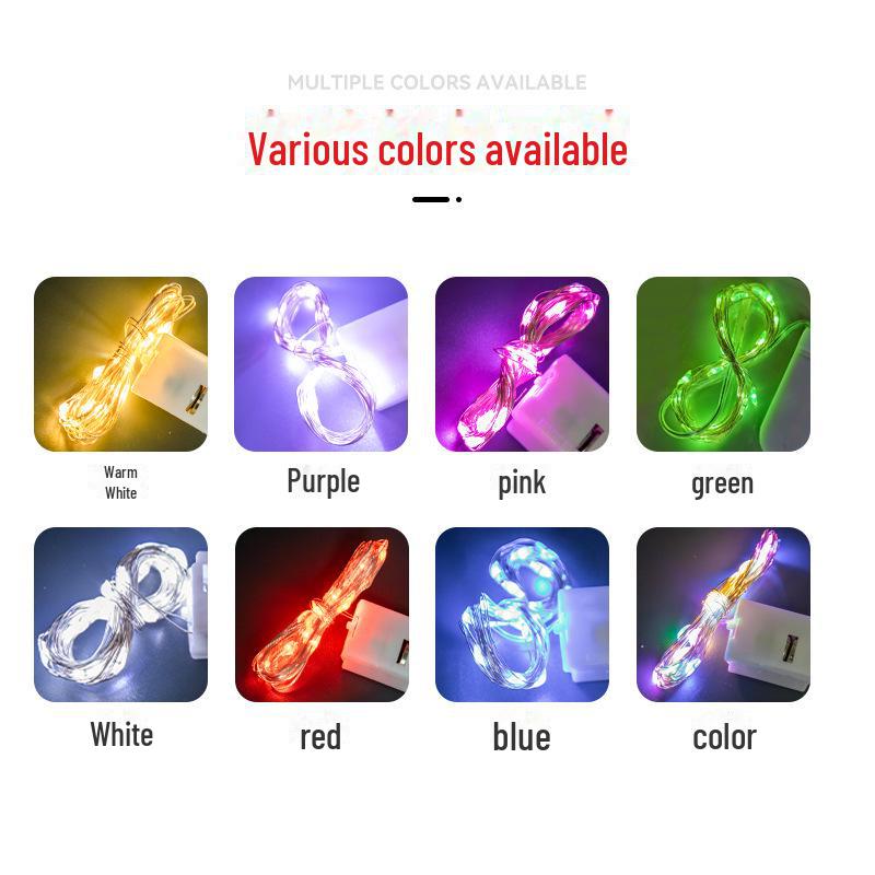 Colorful LED Copper Wire String Lights for Gift Boxes, Bouquets, and Birthday Decorations