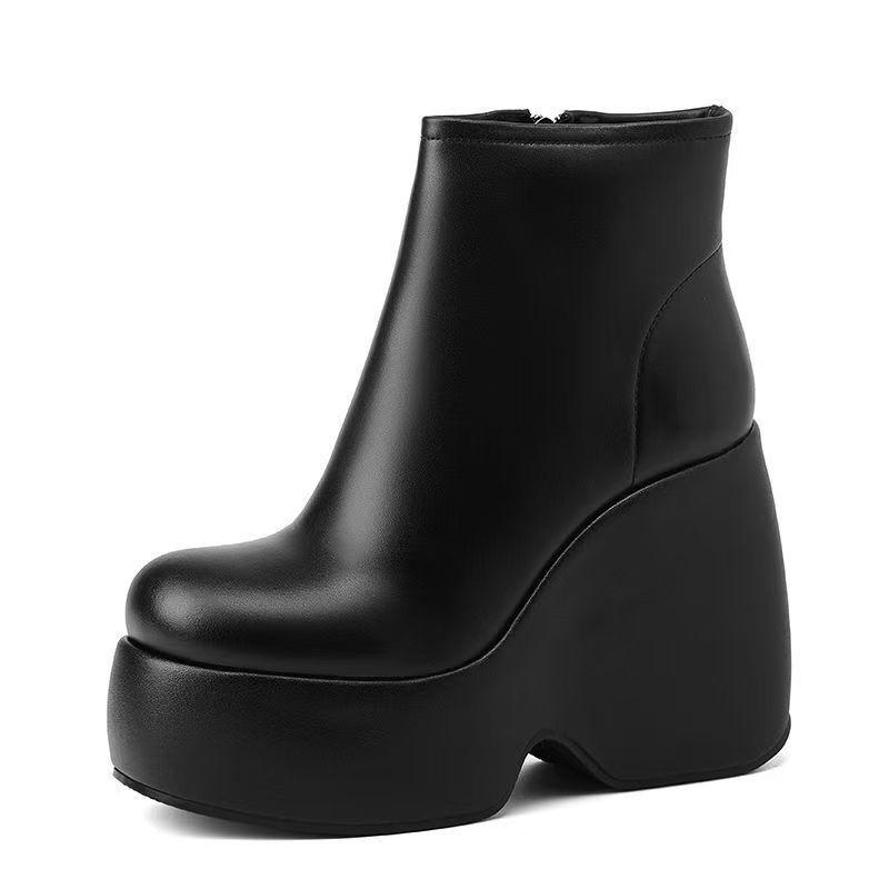 

Модная платформа Женские ботильоны Trifle Skinny Осень Зима Супервысокий каблук Танкетка 36 чёрный