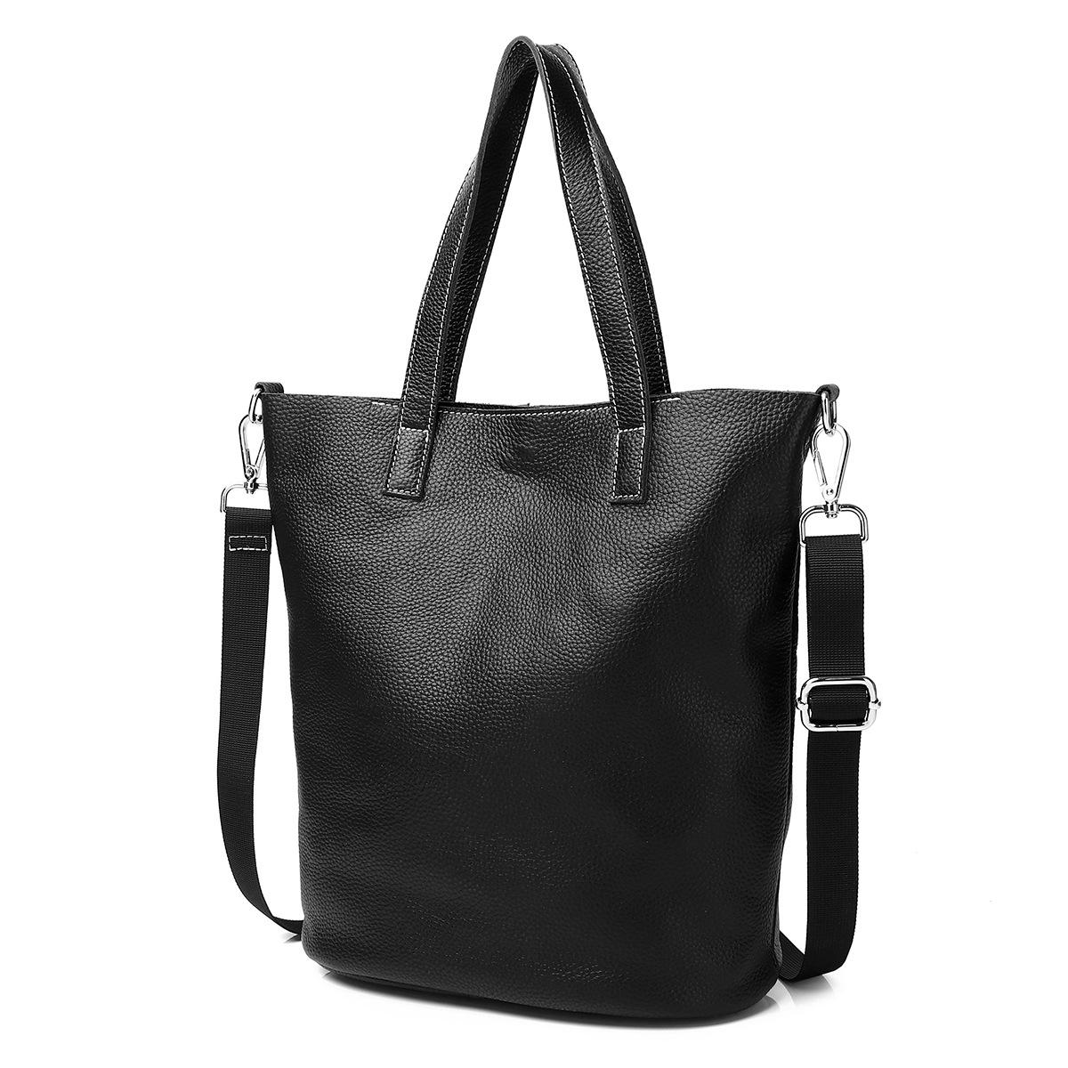 

Genuine Leather Women S Bag Retro First-Layer Cowhide Bucket Large-Capacity Shoulder Bag Crossbody Portable Tote Bag чёрный