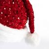 1PC Double-layer Sequined Christmas Hats Christmas Decorations Sequin Plush Hat Plush Thickened Christmas Cap with Fluffy Pompom