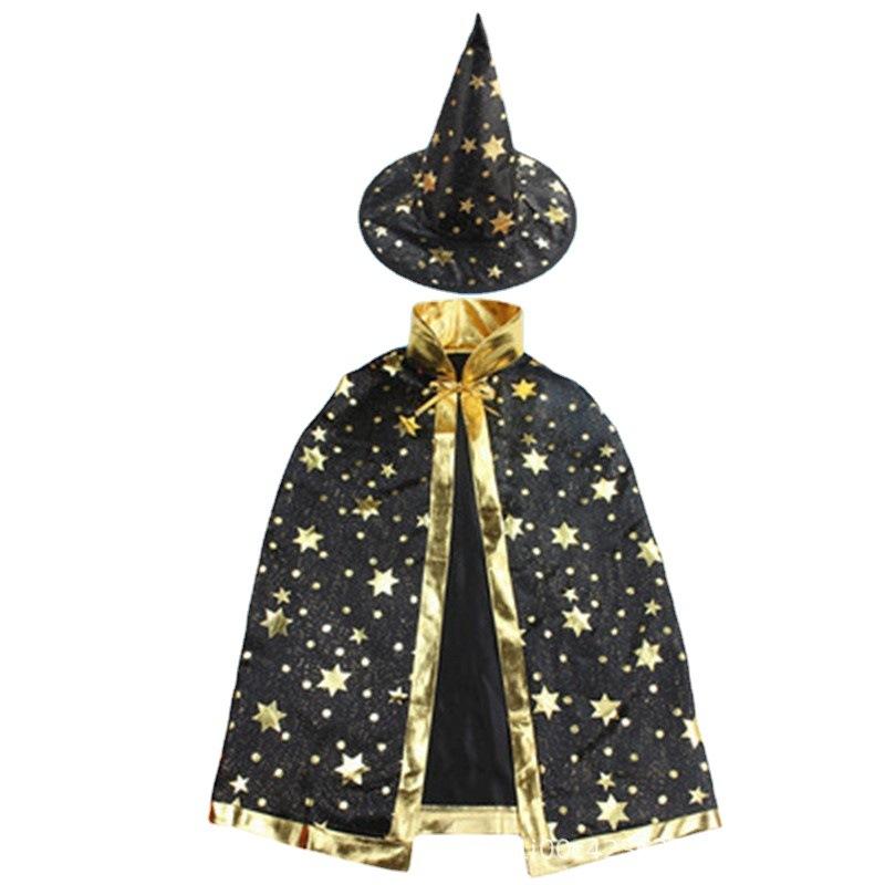 Halloween Cape Five-star Cape Children's Ball Bronzing Witch Cape Prop Cape Pumpkin Bag
