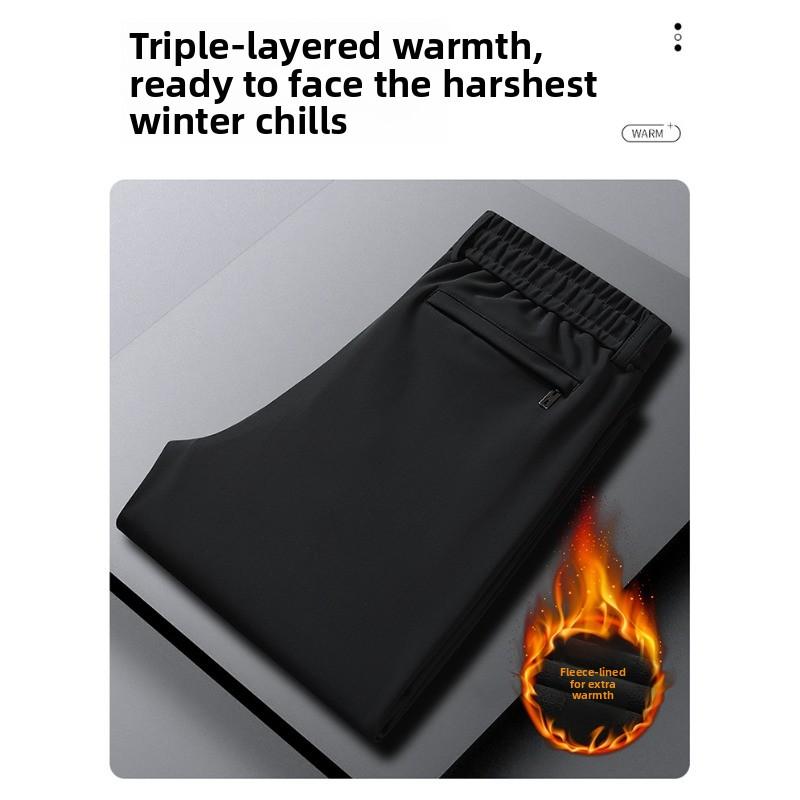 Men's new three-proof black technology autumn and winter casual pants men's large size loose sports trousers warm and piled thickened trousers