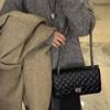 Rhombus chain leather women's bag personalized burst pattern first layer cowhide high-end commuting shoulder messenger bag
