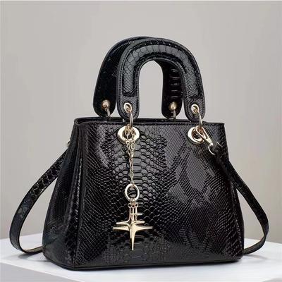 New Serpentine Large Capacity Handbag Texture Foreign Style Bright Leather High Quality Single Shoulder Oblique Span Quality Bag Large Bag