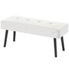 End of Bed Bench, Corduroy Bedroom Bench with Thick Padding and Steel Legs, Tufted Window Seat for Entryway, Living Room, Cream White