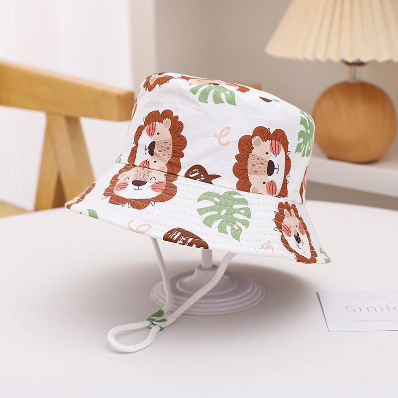 2025 Children's Cartoon Bucket Hat: Cute Car & Dinosaur Print, Summer Cotton Beach Fisherman Hat