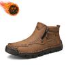 Men's Martin Boots Autumn and Winter Large Size Men's Short Boots Casual Fashion Hand Sewn Fleece Tooling Boots