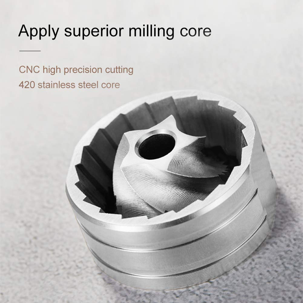 HERO Manual Coffee Grinder, Stainless Steel, Conical Burr, Black