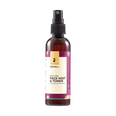 Spray de tônico facial Pilgrim sem álcool Red Vine com vitamina B3 e aloe vera, spray facial para antienvelhecimento, pele brilhante, homens e mulheres, 100 ml