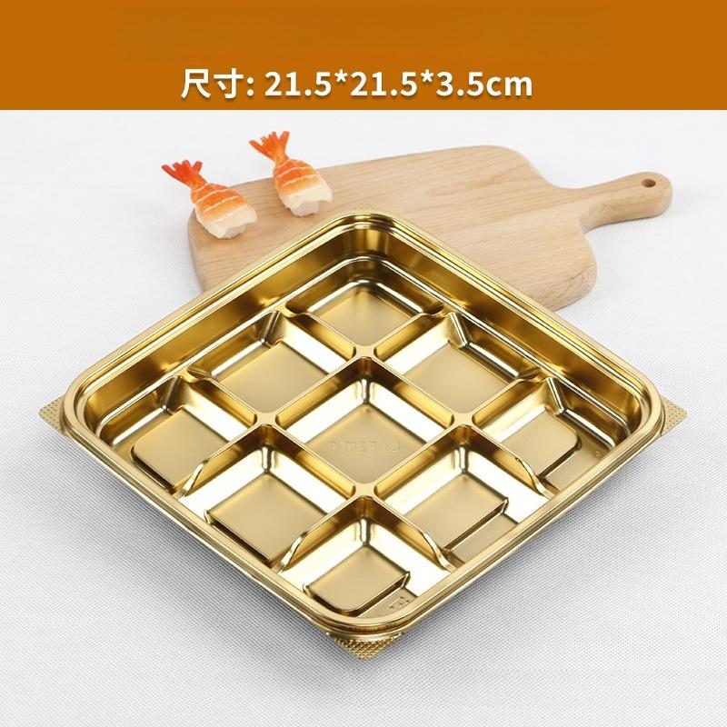 Disposable Sushi Box Plastic Food Container Golden Commercial High End Japanese Sashimi Tray