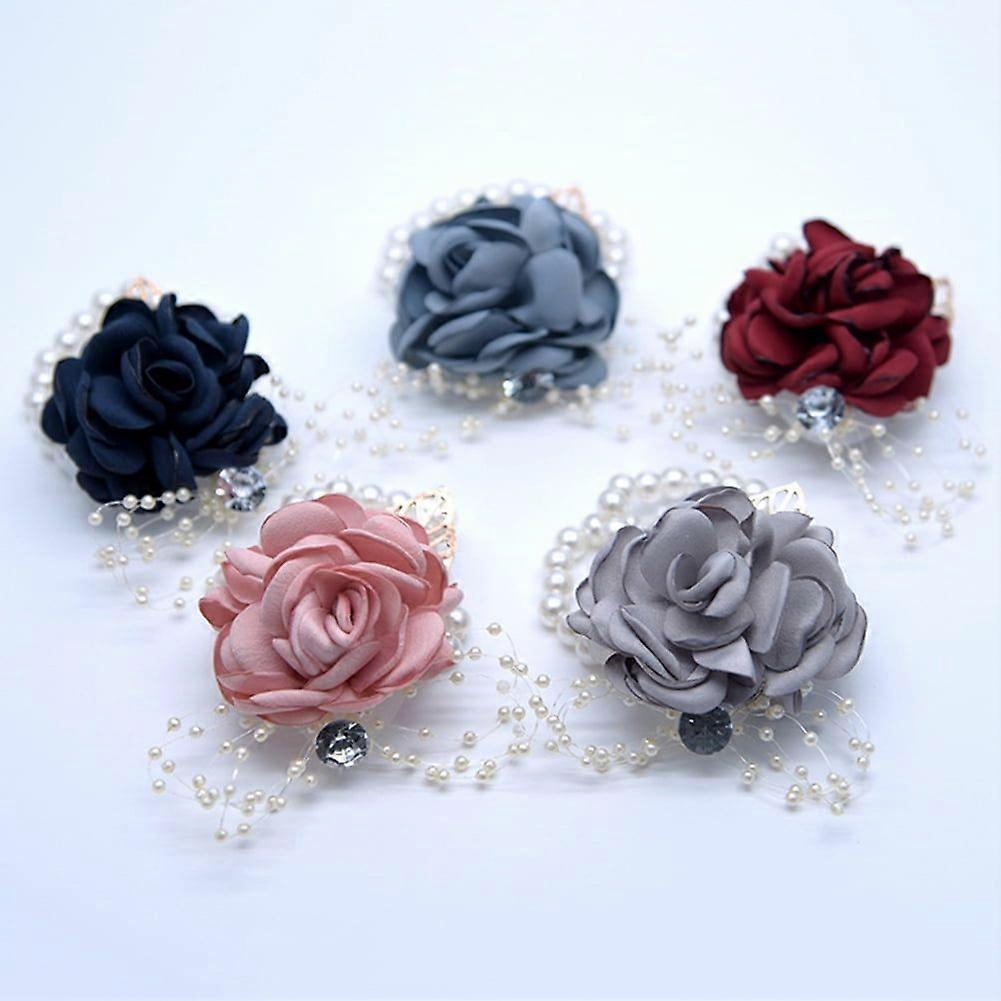 Wrist Corsage,Wedding Bridal Wrist Corsage Bridesmaid Fake Rose Pearl Bracelet