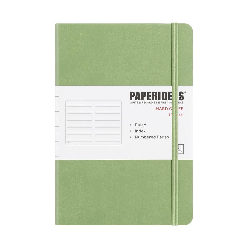 PAPERIDEAS Notebook, A5, Hardcover (Horizontal Lines, Avocado Green)