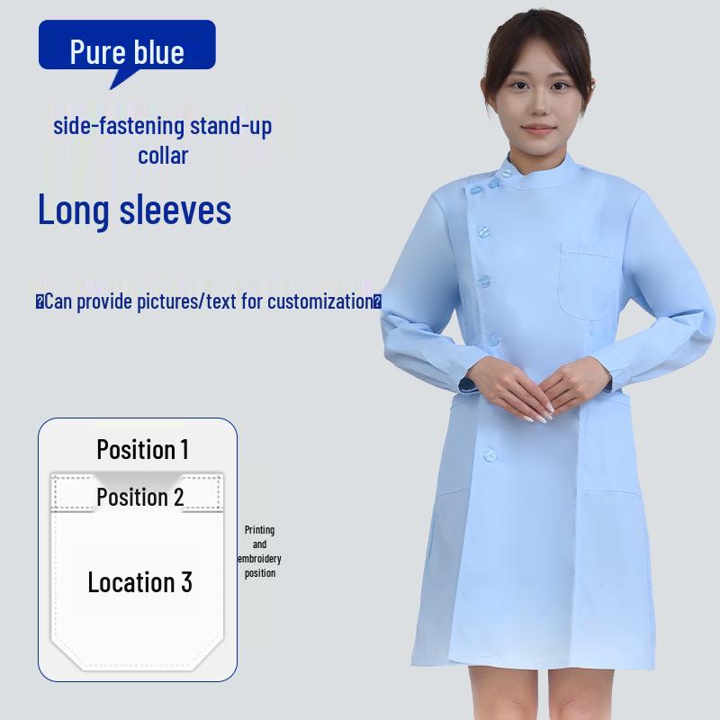 Unisex Saint Snowland Peter Pan Collar Doctor's White Coat - Long Sleeve for Dental & Hospital Professionals