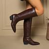 2025 Winter New Slimming Plus Size Mid-heel Skinny Boots Pointed Toe Thick Heel Retro British Style Knight Boots for Women
