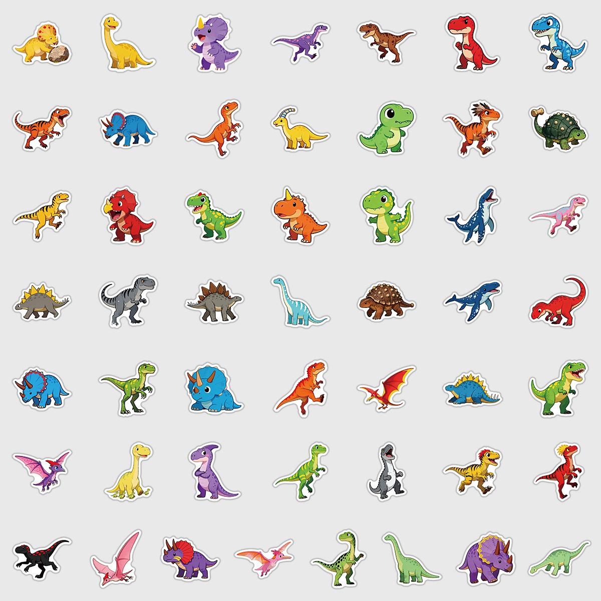 

50/100 Cute Dinosaur Graffiti Stickers - Waterproof Decoration for Water Cups & Phones