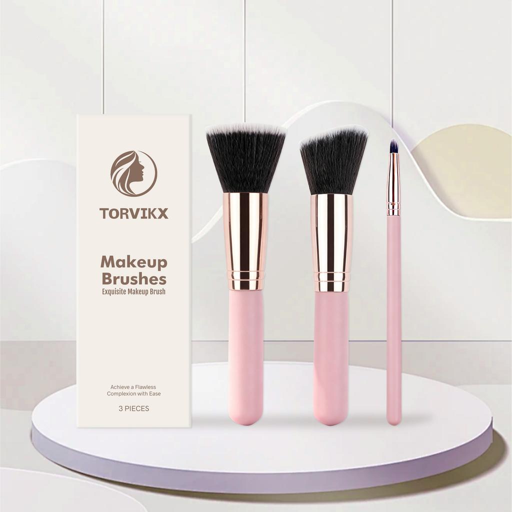 TORVIKX Seamless Makeup Brush Set - Soft Comfortable Bristles, Even Powder Application, Sheer Natural Makeup Finish