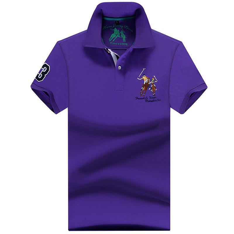 Authentisches Paul Herren Kurzarm-Polo mit Pferdelogo, gesticktem Kragen, Übergröße lockere Passform