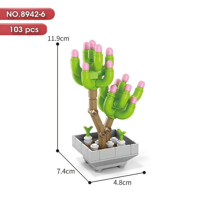 New Flowers Succulents Building Blocks Everlasting Bonsai Tree Gardens Romantic Girls Bricks Potted Plants Hot Model Kids Toys