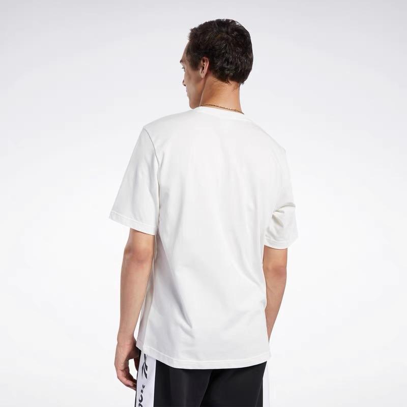 Reebok Casual Retro Letter Print Short Sleeve T-Shirt Men Tops Off-White Black FK2716