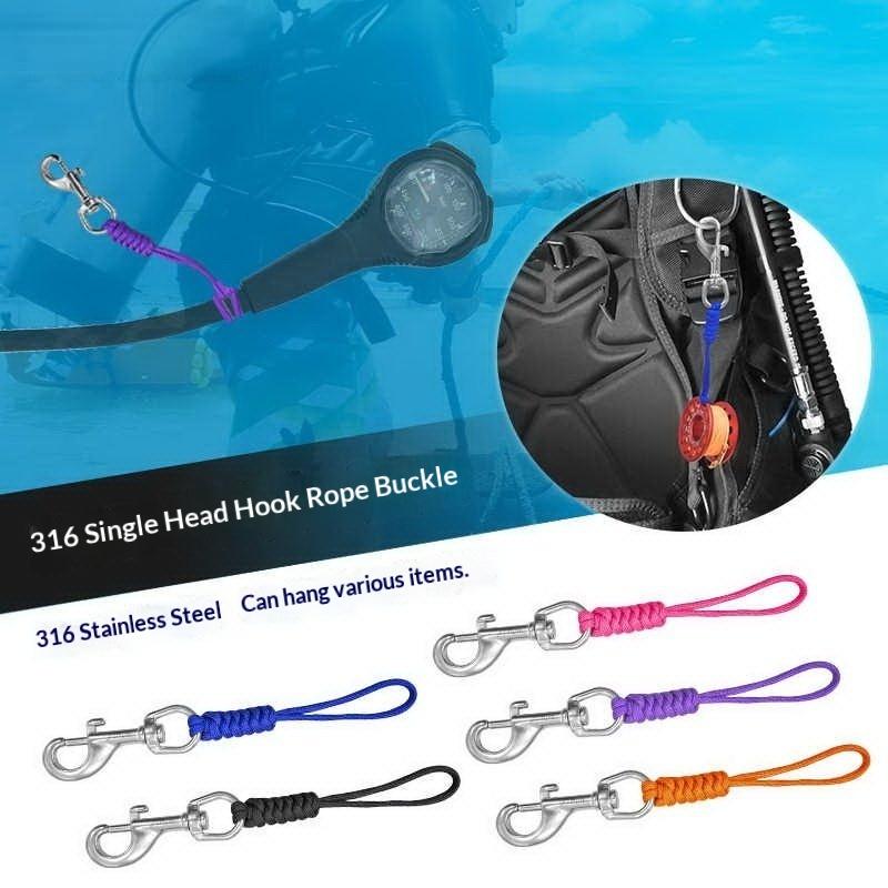 1Pcs Underwater Diving Lanyard Bcd Anti-Lost Safety Rope Diving Swival Bolt Snap Hook For Flashlight Camera Dsmb Light Knife