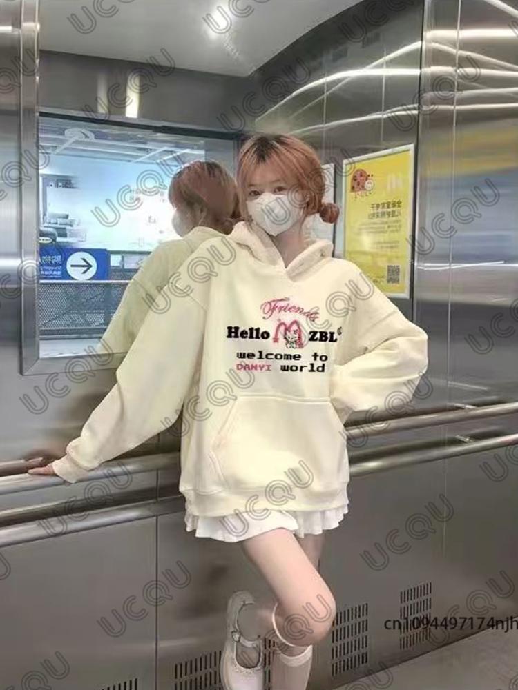 2025 Korea Sle Cartoon Cute HelloKitty Print Women Cotton Hoodie Autumn Winter Long Sleeve Sweatshirt Casual Pullover Unisex Top