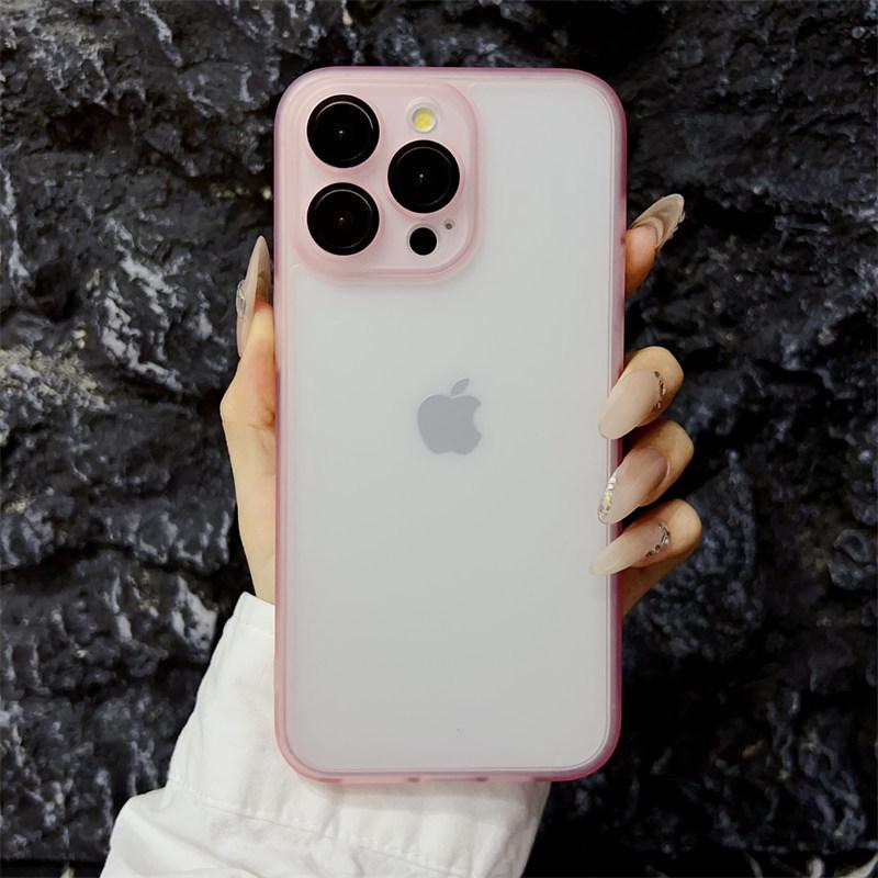 Luxury 2-in-1 Frosted Ice Mist case for iPhone 15 Pro Max 14 Plus 13 12 11 Pro All-inclusive Fall protection case with lens film