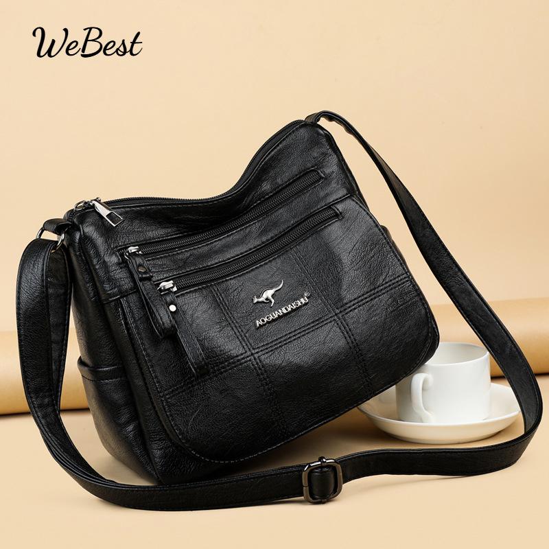 

Large Casual Solid Color Crossbody Bag коричневий