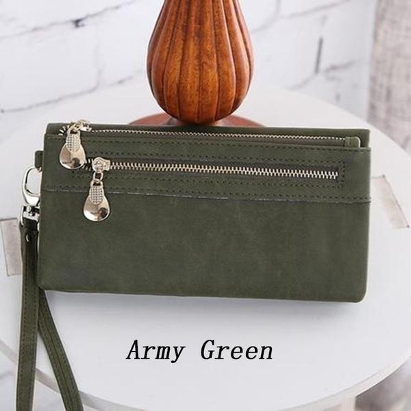 

Модные женские кошельки из матовой польской кожи, кошелек с двойной молнией, повседневный клатч, браслет, сумки Portefeuille, Carteira Feminina None зелёный