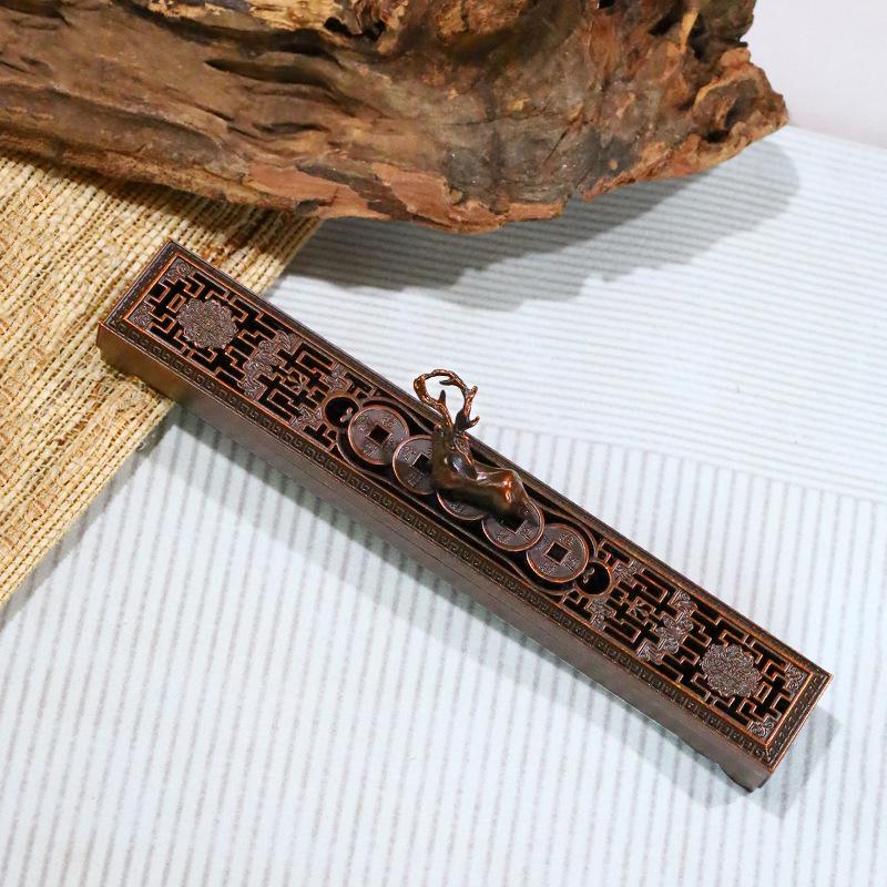 Elegant Antique Deer Alloy Incense Burner for Indoor Use - Perfect for Burning Stick Incense and Home Decoration