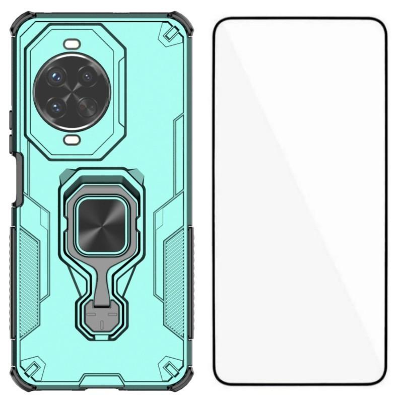 

Для Huawei nova 14 Pro 5G Чехол для телефона WANLONFENG PC TPU Задняя крышка Подставка с закаленным стеклом Green