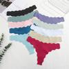4 Stück Nahtlose Damen-Tangas Sexy Eisseide Wellengürtel Höschen Niedrige Taille Unsichtbarer G-String Dehnbarer T-Rücken Atmungsaktive Lingerie