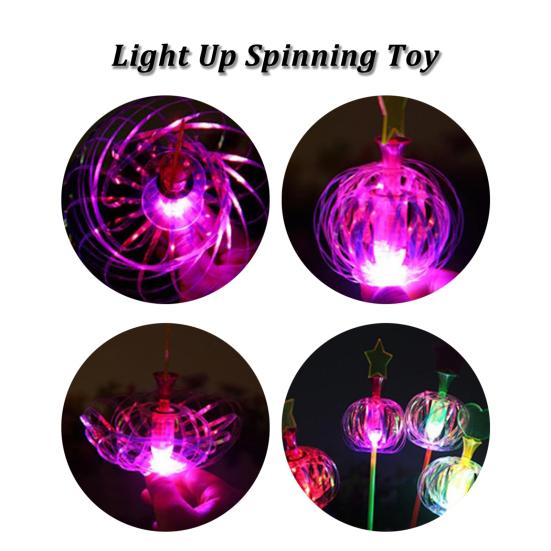 10Pcs Rainbow Spinner Toy Rainbow Twirler Stick Ribbon Fairy Wands Bright Glitter Wand Twirling Wand Light Up Spinning Toys for Festivals Party