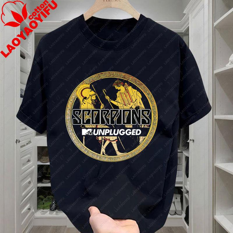 Camiseta Scorpions Rock Heavy Metal Band TShirt Branded Unisexs Clothes Cotton Short Sleeved Streetwear Plus Size Graphic Tops Tee XS