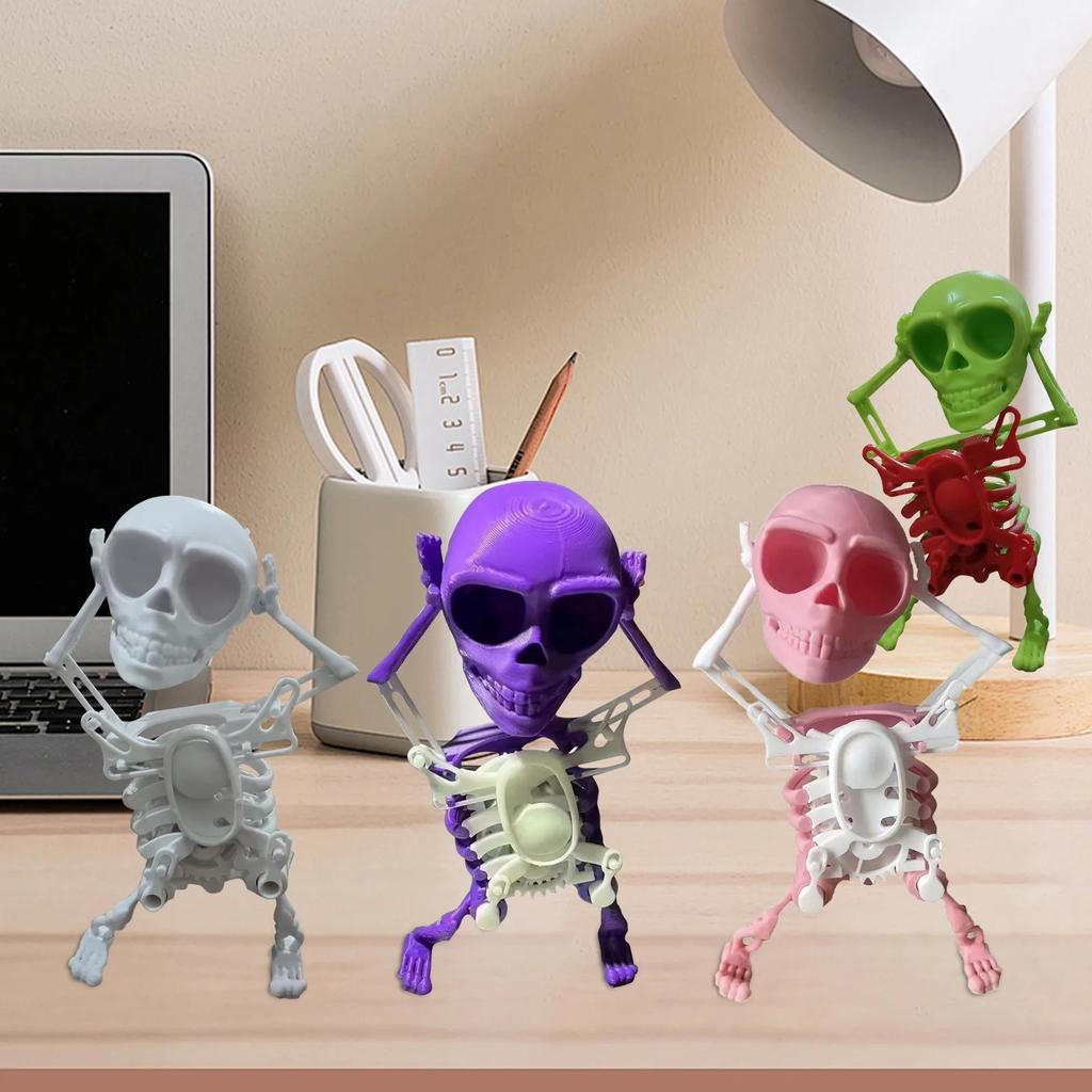 Funny Plastic Wind-up Dancing Skeleton Toy No Need Battery 3D Printing Creative Skeleton Toy Desktop Ornament Home Decor Gifts