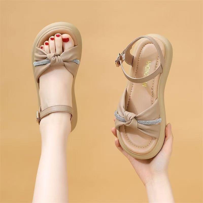 

Женские летние новые повседневные универсальные сандалии на толстой подошве с мягкой подошвой для беременных пляжные женские туфли 40 хаки