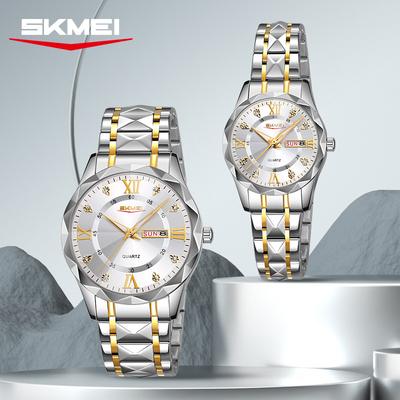 Montres Couple Date Semaine Montre Mode Homme Femme Original Étanche Lumineuse Double Calendrier Montre-bracelet à Quartz