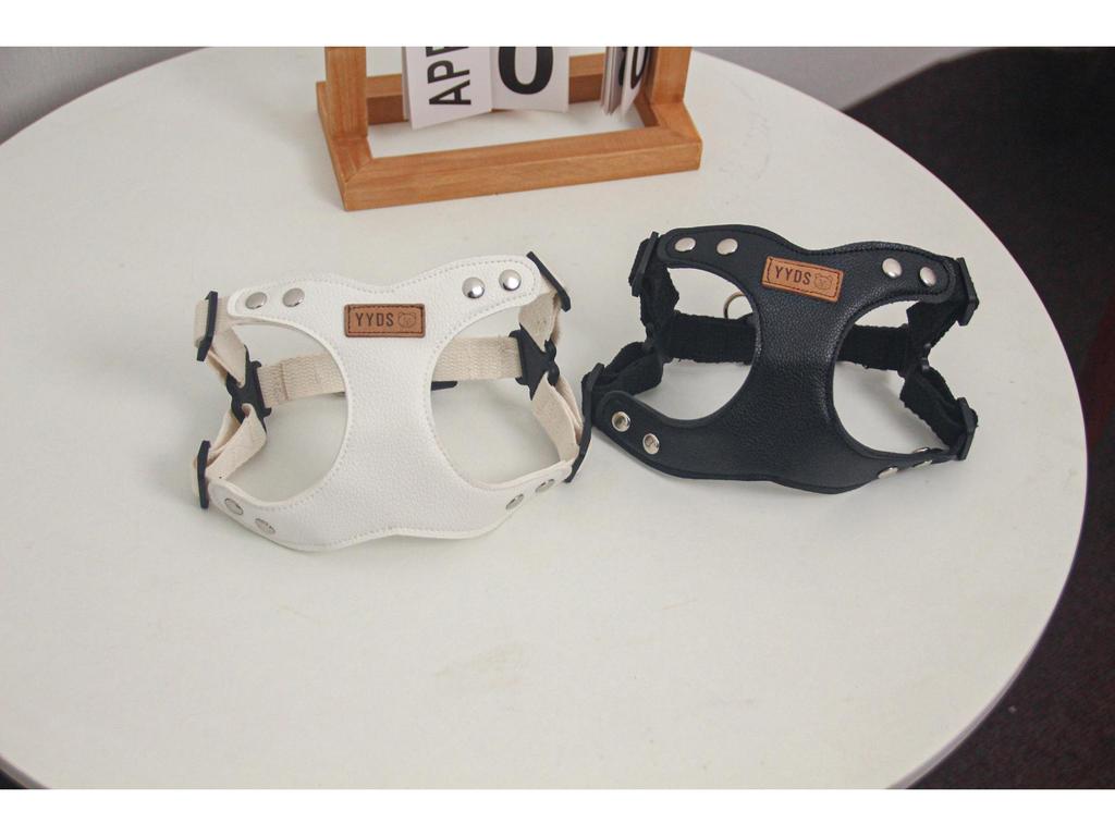 Korean Small Dog PU Leather Harness & Leash for Teddy Bichon