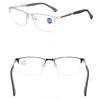 Men's Half-frame Business Reading Glasses Anti-blue Light Anti-fatigue Metal Frame Presbyopia Glasses +1.0 To +4.0